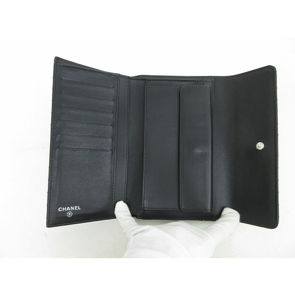 CHANEL Chevron Trifold Long Wallet Black - Picture 6 of 10